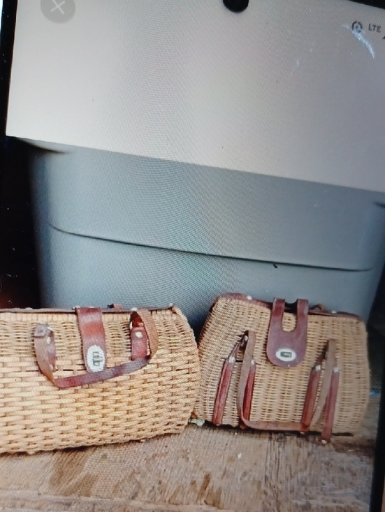 Handbags - Woven Straw Tote with Brown Leather Trim - Classic Summer Handbag